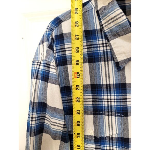 Wrangler Plus Size Men's Blue & White Plaid Button-Up Long Sleeve Shirt Size 2XL - Picture 9 of 13